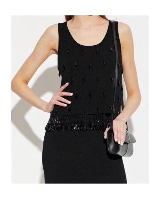 By Malene Birger Black Hysa Bead-Embellished Fringe Top