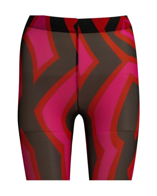 Emilio Pucci Red Marmo Legging Sheer Pattern Stretch Pants