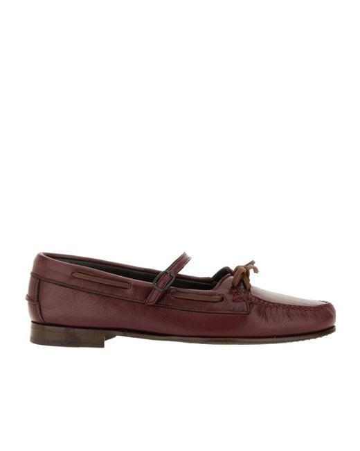 Hereu Brown Mary Jane Bow-Detail Loafers