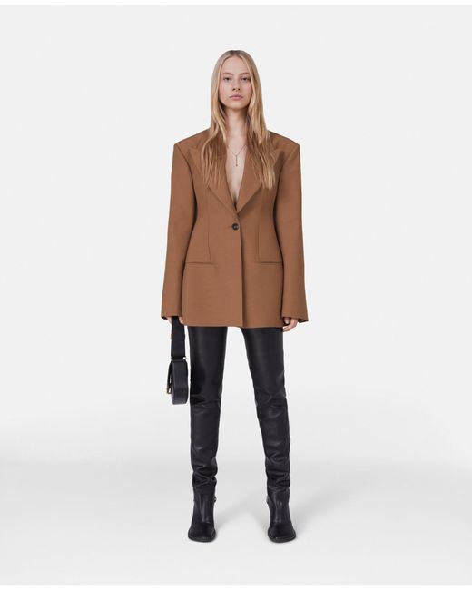 Stella McCartney Brown Moulded Wool Single-Breasted Blazer