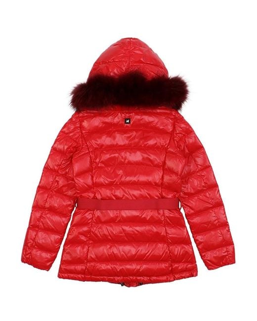 Weekend by Maxmara Red Hooded Quilted Down Jacket