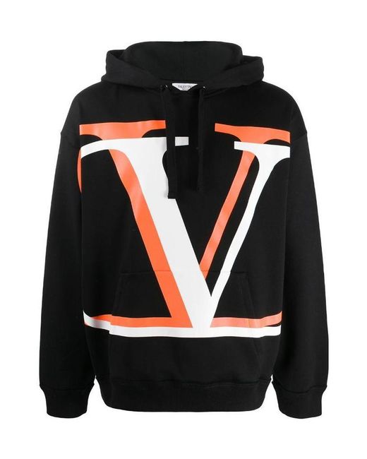 Valentino Black V Logo Hoodie for men