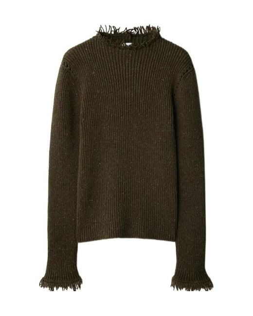 Burberry Green Frayed-Edeg Knitted Jumper for men