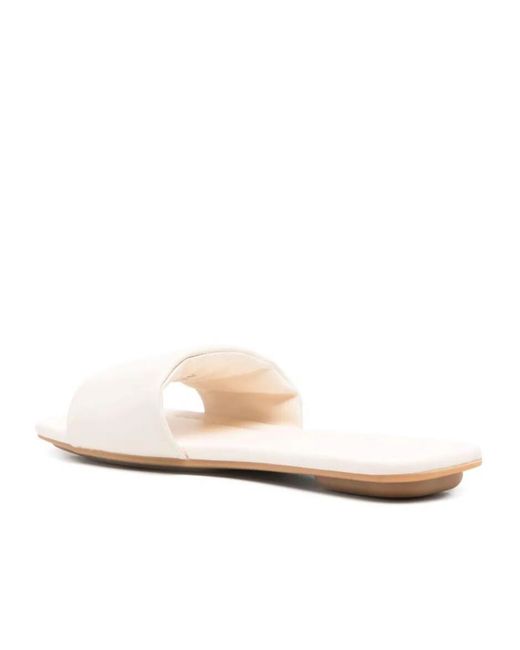 Hogan White Leather Slides