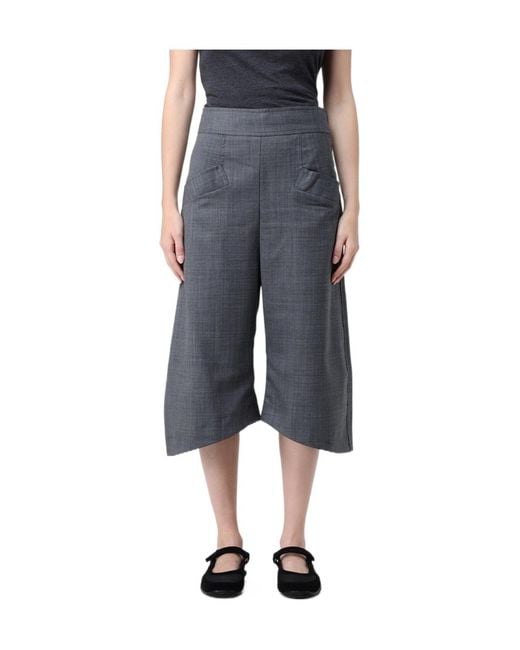 Ganni Blue High-Waist Wide-Leg Pants