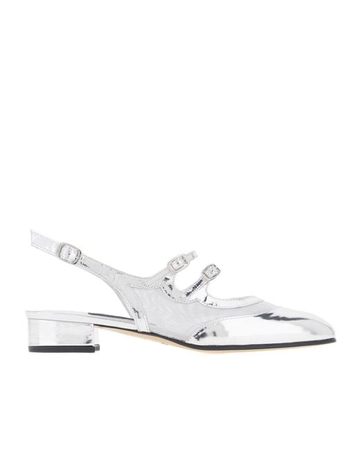 CAREL PARIS White Peche Night Slingback Mary Janes Pumps