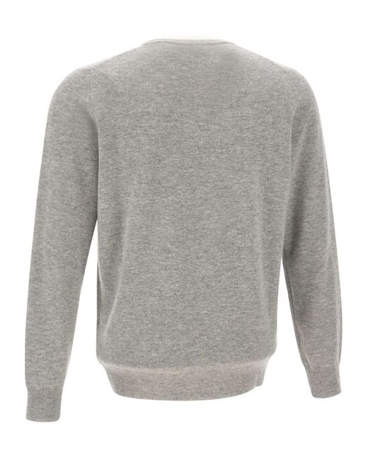 Kangra Cashmere Gray Kangra Crew Neck Knitted Sweater for men