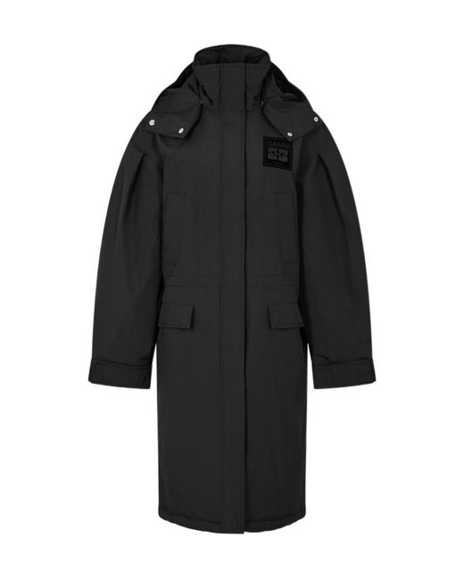 Ganni Black Ripstop Parka