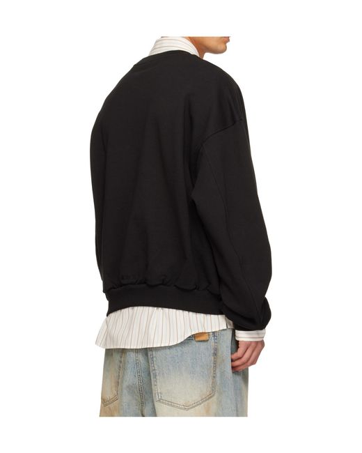 we11done Black Crew-Neck Sweatshirt for men