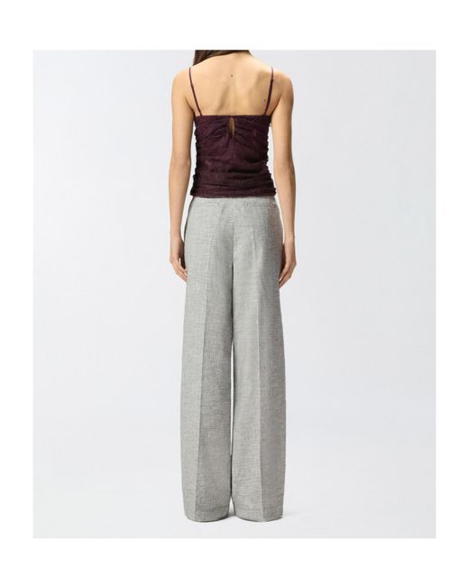 Pinko Red V-Neck Lace Ruched Top