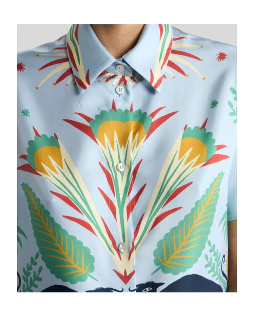 Etro Blue Pattern-Printed Shirt And Shorts Set