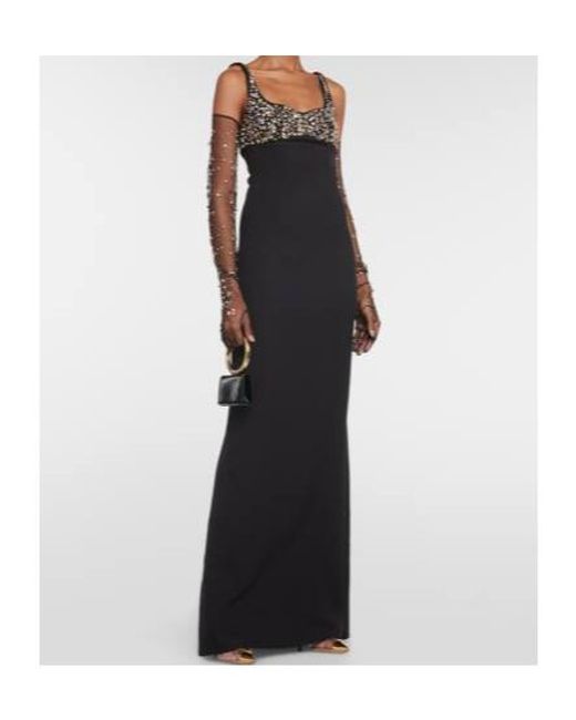 Safiyaa Black Beatriz Embellished Gown