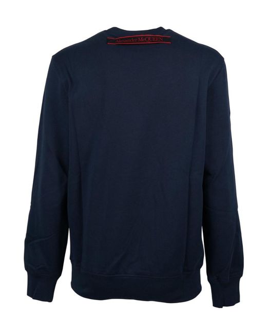 McQueen Blue Logo-Patch Long-Sleeve Sweatshirt for men