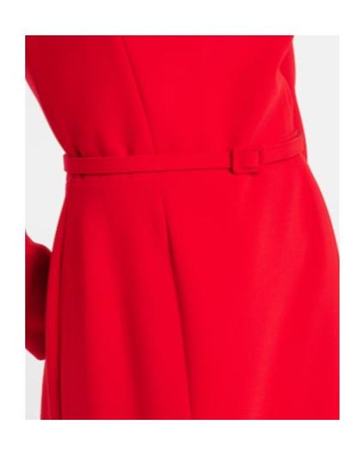 Carolina Herrera Red Belted Crêpe Midi Dress