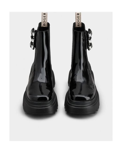 Roger Vivier Black Buckle Embellished Ankle Boots