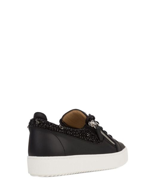 Giuseppe Zanotti Black Crystal Embellished Sneakers for men