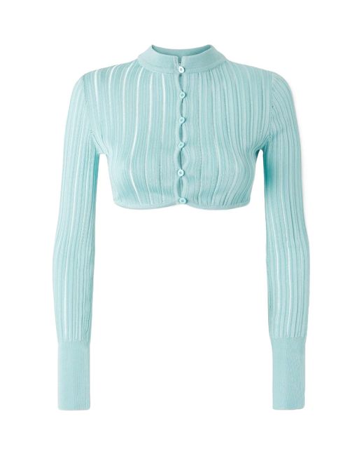 Alaïa Blue Alaïa Crinoline Cropped Knitted Cardigan