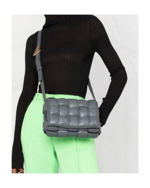 Bottega Veneta Gray Intrecciato-Design Crossbody Bag