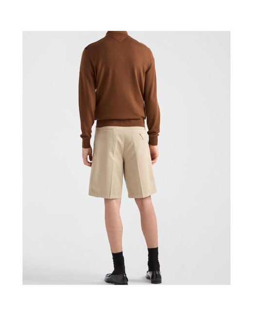 Prada Natural Pleated Bermuda Shorts for men