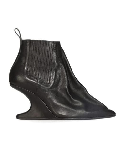 Rick Owens Black Pointed Toe Taco Boots
