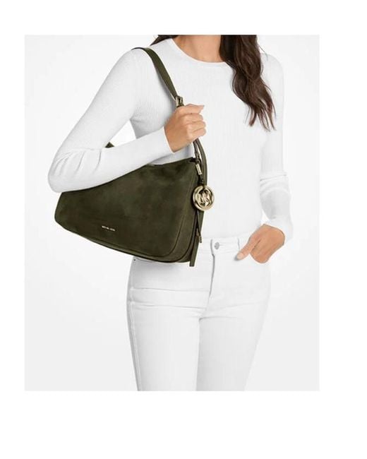 MICHAEL Michael Kors Green Michael Kors Logo Charm Curved Shoulder Bag