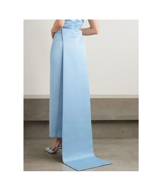 Emilia Wickstead Blue Satin Midi Skirt