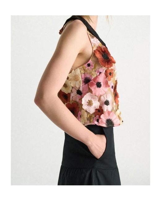 Dorothee Schumacher Red A-Line Top With 3D Embroidery