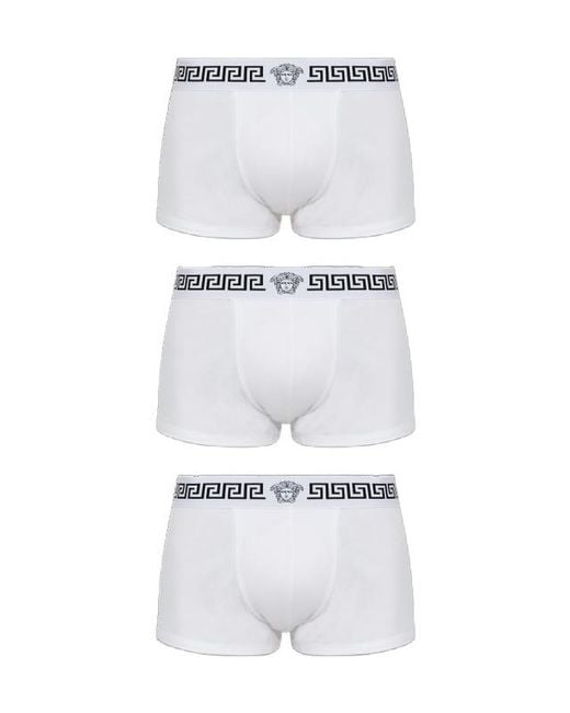 Versace White Greca Logo Three-Pack Boxer Briefs for men
