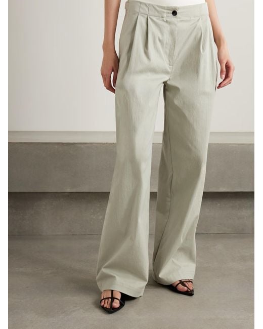 Proenza Schouler Gray Romina Pleated Wide-Leg Casual Pants