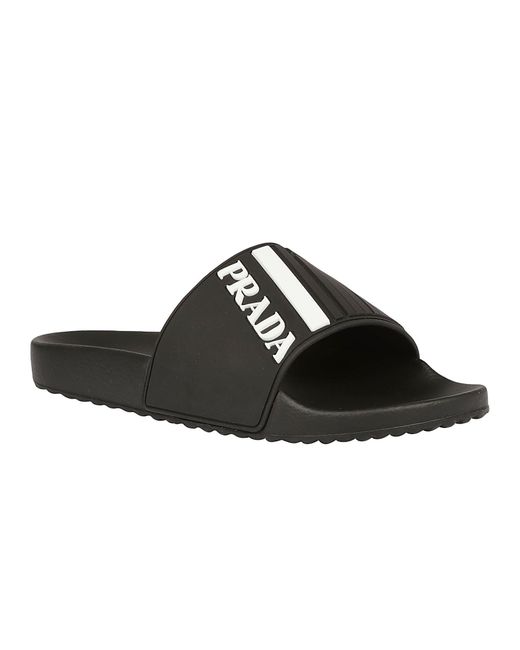 Prada Black Logo Slippers for men
