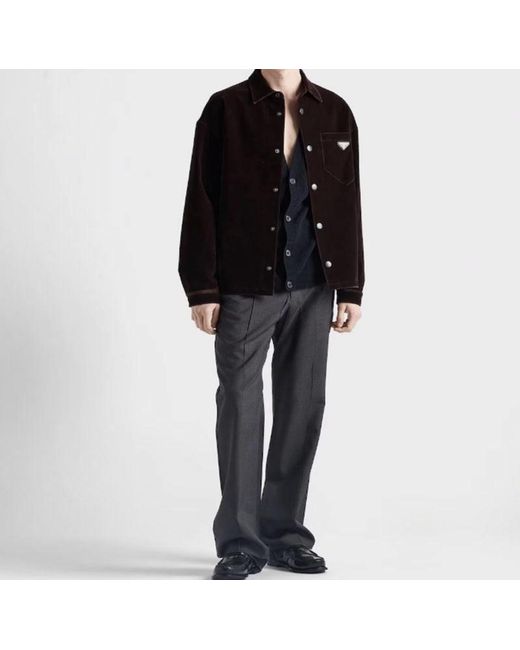 Prada Black Logo Plaque Button-Up Shirt for men