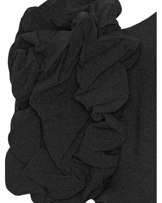 ROTATE BIRGER CHRISTENSEN Black Crepe Puff Sleeve Dress