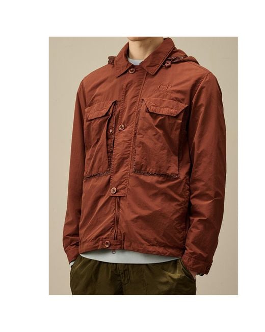 C P Company Brown Flatt Goggle Overshirt for men