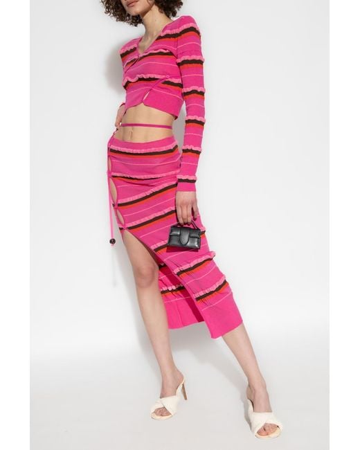 Jacquemus Pink Striped Cropped Top