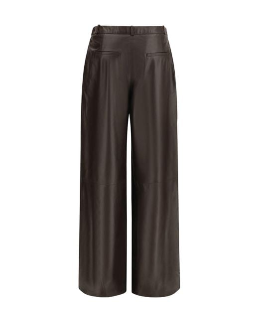 Arma Brown Wide-Leg Leather Pants