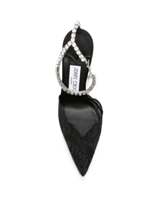 Jimmy Choo Black Saeda 100 Lace Pumps