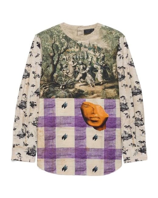 Prada Gray Printed Cotton Shirt for men