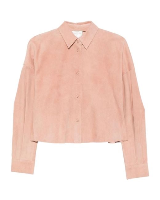 Forte_forte Pink Suede Alba Leather Shirt