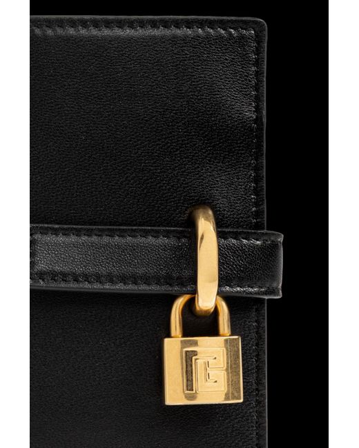 Balmain Black Padlock-Detail Calf Leather Wallet