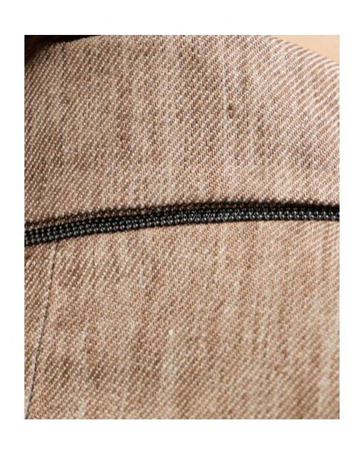 Brunello Cucinelli Natural Linen Denim Blazer With Monili