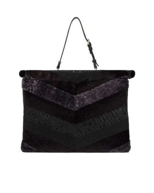 Fendi Black Maxi Peekaboo Soft Inlaid Fur Bag for men