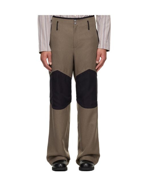 Kiko Kostadinov Brown Contrast Panel Pants for men