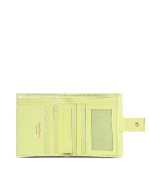 Ferragamo Yellow Logo Buckle Wallet