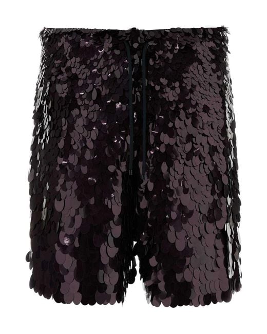 Dries Van Noten Black Sequin Embellished Bermuda Shorts for men
