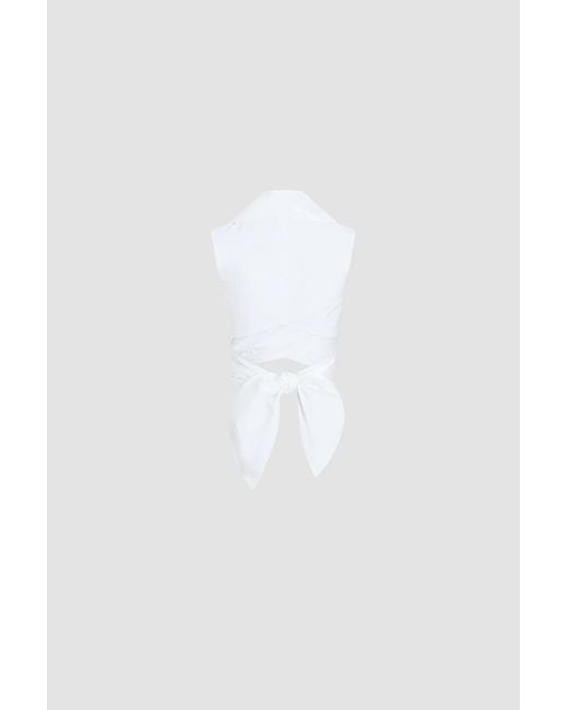 Patou White Sleeveless Draped Top