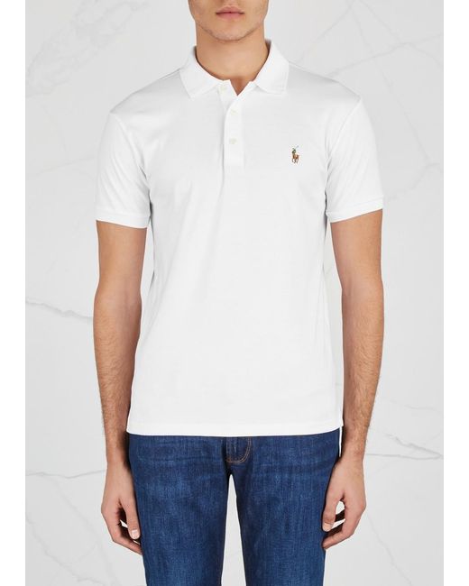 Polo Ralph Lauren White Slim Pima Cotton Polo Shirt for men
