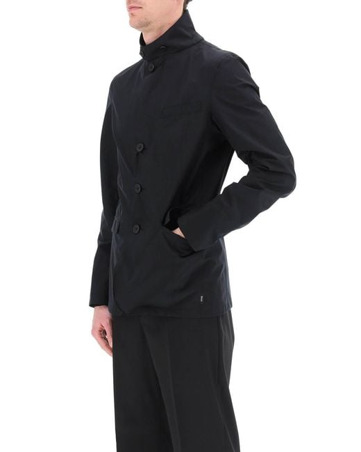 Herno Black High-Neck Buttoned Jacket for men