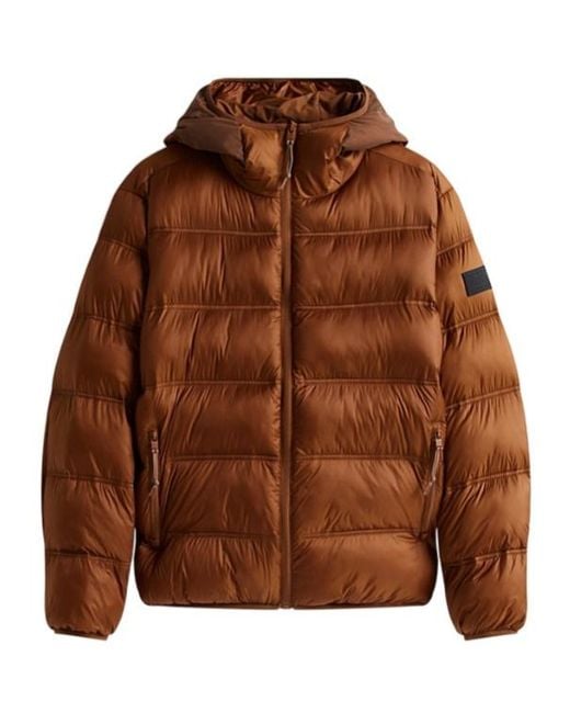 Tommy Hilfiger Brown Tonal Logo Hooded Puffer Jacket for men