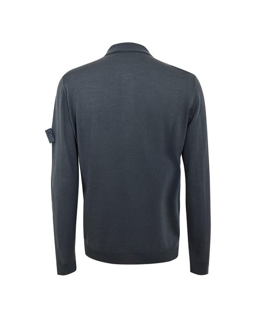 Stone Island Blue Ghost Long Sleeve Polo Shirt for men