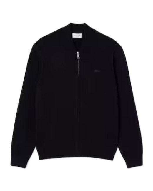 Lacoste Blue Ribbed Zip Cardigan for men